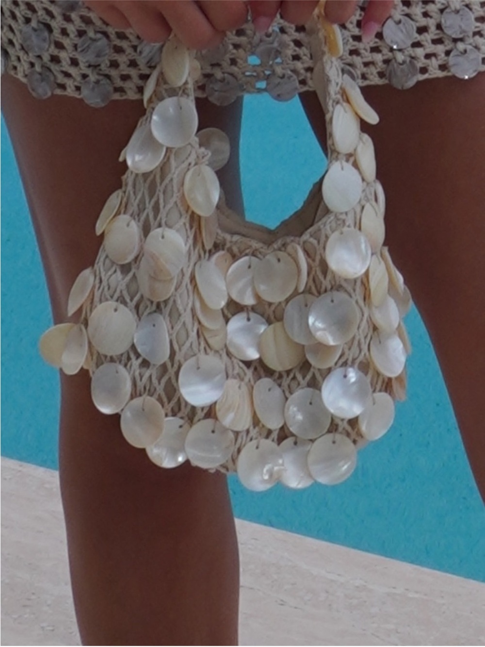 Shell Crochet Micro Bag in Ivory